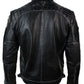 Mens Retro Zipped Biker Jacket Real Leather Black/Brown Rub Off Vintage Style