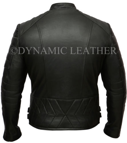 Herren Club schwarz Biker Jacke echtes Leder Vintage enge Passform