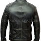 Men's Vintage Rivet Biker Style Motorcycle Cafe Racer Distressed Leather Jacket