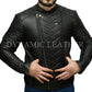 Hombre Club Negro Motero Chaqueta de piel auténtica vintage Ajustado Motos Retro