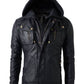 homme Brando double fermeture éclair coupe slim veste de cuir authentique avec