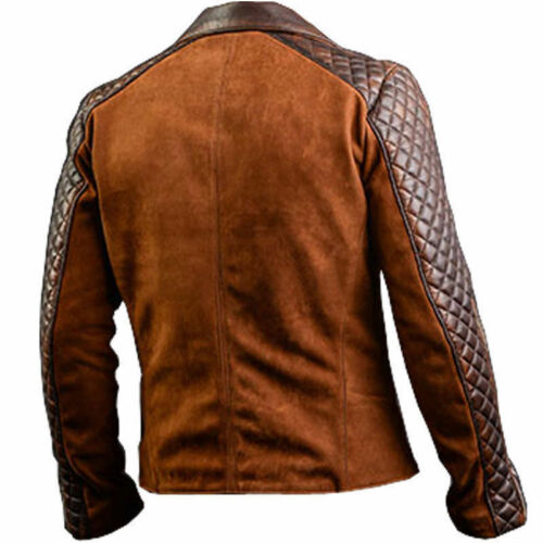 Herren Cafe Racer Stilvolle Biker Braun &amp; Schwarz Neue Distressed Echtlederjacke