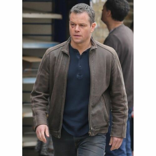 Jason Bourne Serie Matt Damon di Qualità Vacchetta Giacca in Vera Pelle
