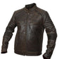 Mens Biker Motorcycle Distressed Brown Leather Jacket-BNWT