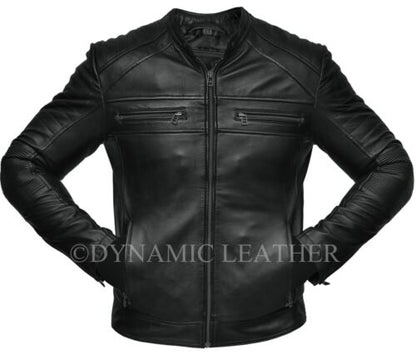 Mens Biker Vintage Motorcycle Waxed Black Cafe Racer Leather Jacket