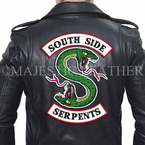 Riverdale Southside Serpientes Gang Negro de Hombre Chaqueta Biker de Piel