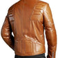 Mens Biker Vintage Distressed Brown Slimfit Cafe Racer Motorcycle Leather Jacket
