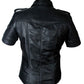 Mens Hot Genuine Real Leather Police Uniform Bluff Gay Shirt