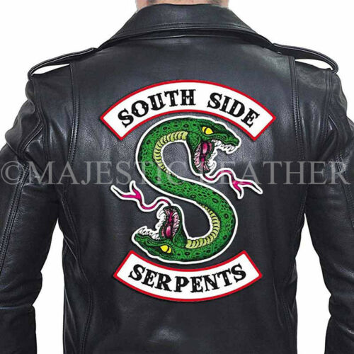 Riverdale Southside Serpents Gang Mens Black Real Biker Leather Jacket