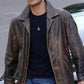 Supernatural Dean Winchester Marron A déteint Chamois délavé cuir de vache veste