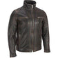 noir pou hommes Rivet Cuir faded-seam VESTE VESTE DE CUIR AUTHENTIQUE