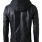 Neuf pour Homme Moto Brando Style Motard Véritable Cuir Veste à Capuche - Detach