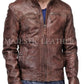 Men's Cafe Racer Biker Vintage Antique Brown Real Leather Jacket
