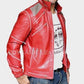 Michael Jackson Beat It rote " MJ " Echtleder Jacke mit ECHT METALL NETZ