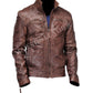 Men's Cafe Racer Biker Vintage Antique Brown Real Leather Jacket