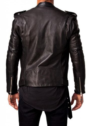 Herren Lederjacke schwarz enge Passform Biker-Lederjacke
