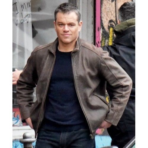 Jason Bourne Serie Matt Damon Hochwertig Rindsleder Jacke echtes Leder