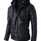 homme Brando double fermeture éclair coupe slim veste de cuir authentique avec