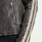 hommes MOTARD DÉLAVÉ ciré vintage noir veste en véritable cuir