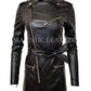 Women's Zip-up Long Jacket Belt Real Leather Trench Coats