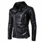 Hombre Ajustado Piel de Cordero Moto Chaqueta Biker Auténtico Negra Cuero
