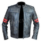 Mens Cafe Racer Distressed Black Vintage Motorcycle Biker Retro Leather Jacket