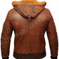 Mens Retro Brown Hooded Fur Real Leather Bomber Jacket