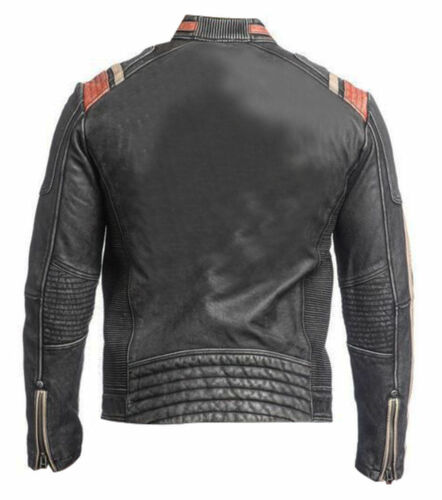 Herren Biker Retro Vintage Cafe Racer Antike Motorrad Distressed Lederjacke