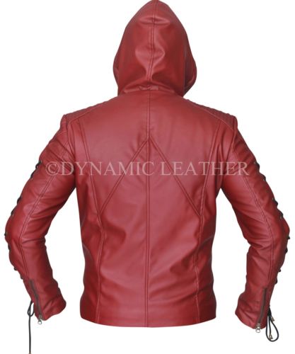 Pfeil Arsenal rot Colton Haynes mit Kapuze Kostüm Lederjacke