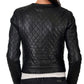 New Women's Black Quilted Slim Fit Biker Style Moto Lambskin Leather Jacket