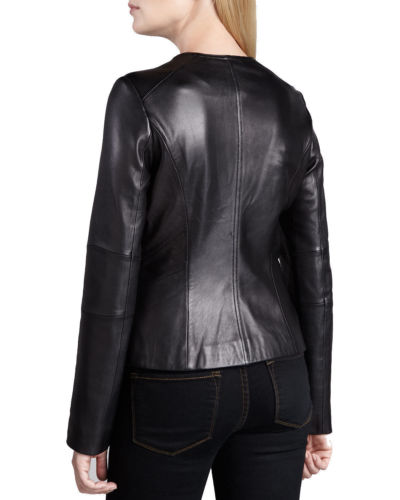 WOMEN LADIES BLACK JACKET REAL LEATHER RACING STYLE BIKER JACKET NEW XS-3XL