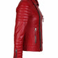 Herren-Motorradjacke aus echtem Lammfell, gestepptes Leder, schmale Passform, Bikerjacke