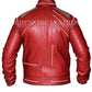 Michael Jackson Beat It rote " MJ " Echtleder Jacke mit ECHT METALL NETZ