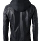 homme Brando double fermeture éclair coupe slim veste de cuir authentique avec