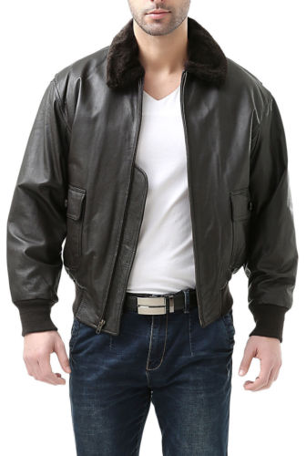 New Men's Navy G-1 Cow Hide Leather Jacket Flight Bomber Jacket