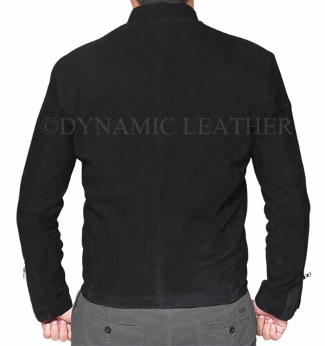 James Bond Espectro 100% Auténtico Cordero Negro Chaqueta de Piel ante con Dos