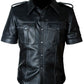 Mens Hot Genuine Real Leather Police Uniform Bluff Gay Shirt