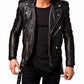 Men Leather Jacket Motorcycle Black Slim fit Biker Genuine lambskin Jacket