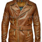 Men's 3/4 Motorcycle Biker Long Cow Hide Leather Jacket