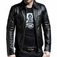 Herren Echt Lammleder Motorradjacke Enge Passform Bikerjacke