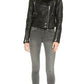 Rosie Huntington Whiteley Black Leather Shearling Jacket For Women