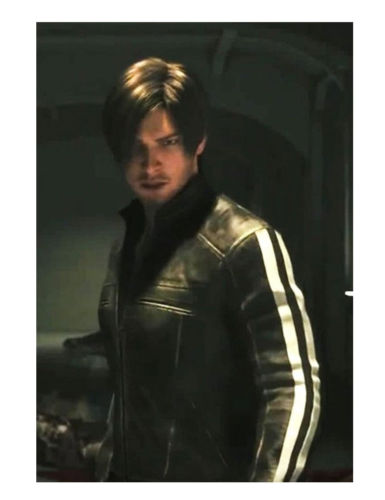 Leon Kennedy Resident Evil Vendetta Nero pelle Giacca- Nuovo con Etichette