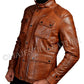 Hombre Estilo Motero Biker Vintage Antiguo Marrón Invierno Chaqueta de Cuero