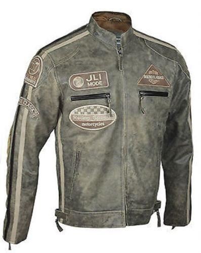 Herren Vintage Wüste Biker-Lederjacke