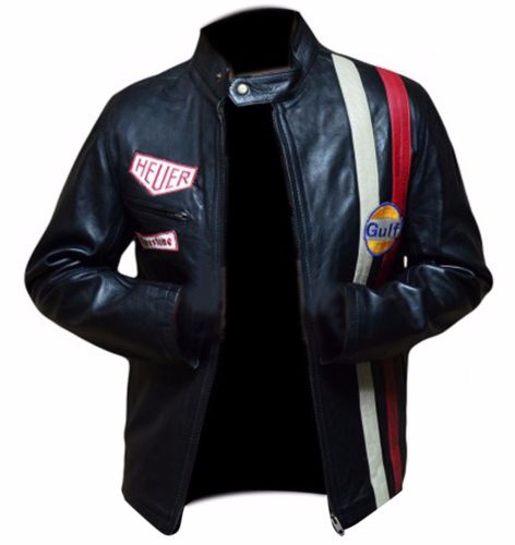 STEVE McQUEEN LE MANS CONDUCTEUR Grandprix gulf noir veste cuir