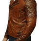 Mens Biker Motorcycle Vintage Distressed Brown Winter Leather Jacket