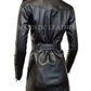 Women's Zip-up Long Jacket Belt Real Leather Trench Coats