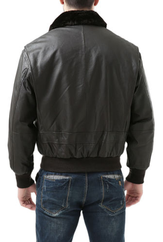 New Men's Navy G-1 Cow Hide Leather Jacket Flight Bomber Jacket