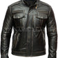 Men's Vintage Rivet Biker Style Motorcycle Cafe Racer Distressed Leather Jacket