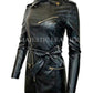 Women's Zip-up Long Jacket Belt Real Leather Trench Coats